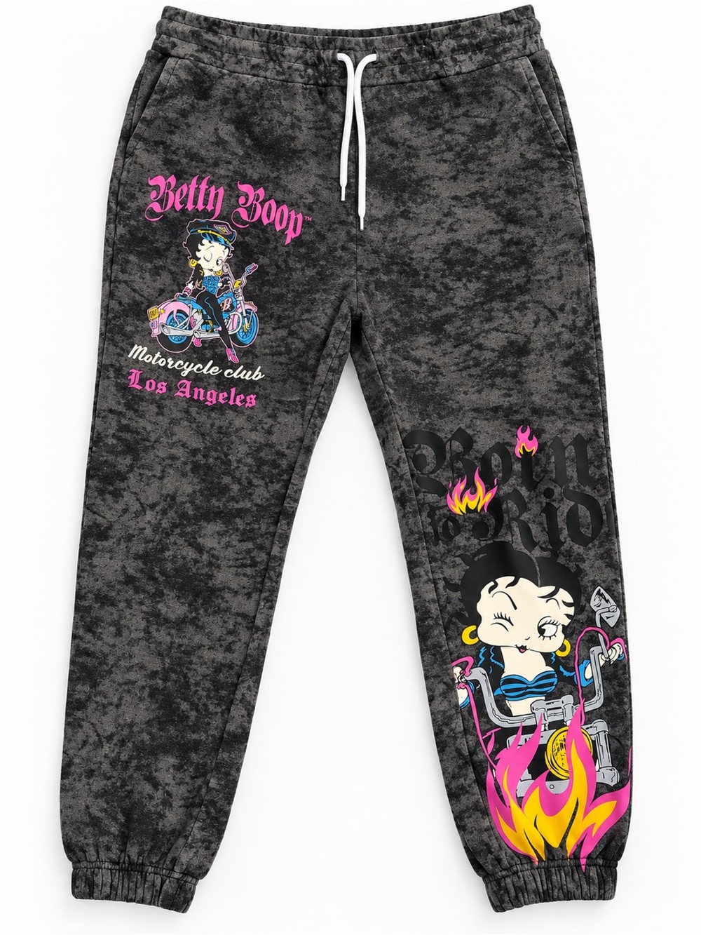 Betty Boop XL Acid Wash Motorcycle Graphic Jogger Sweatpants